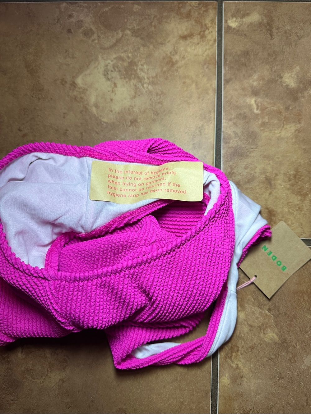 NWT Boden One-Shoulder Ribbed One-Piece Swimsuit in Bright Pink - 4 - Picture 5 of 5